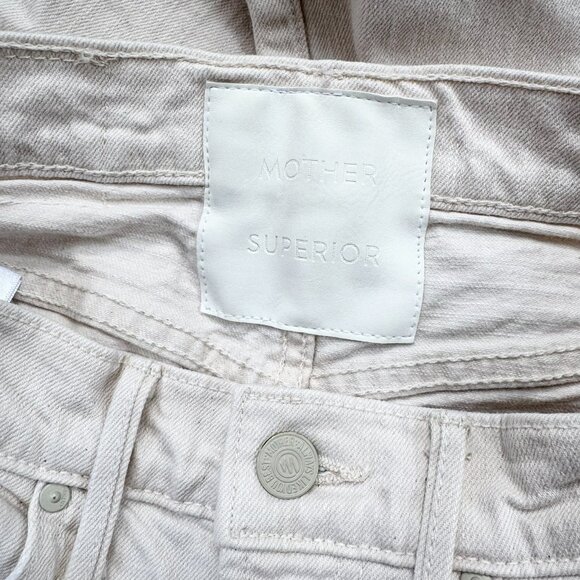 MOTHER Superior The Half Pipe Flood Jeans Wide Leg Denim in Act Natural Cream - Picture 8 of 15